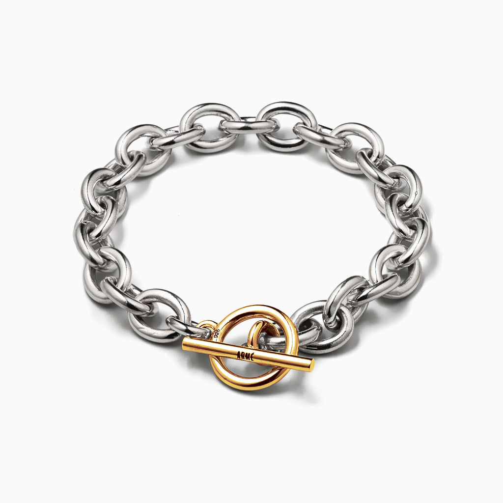 Oval Chain Bracelet Thick Two-tone