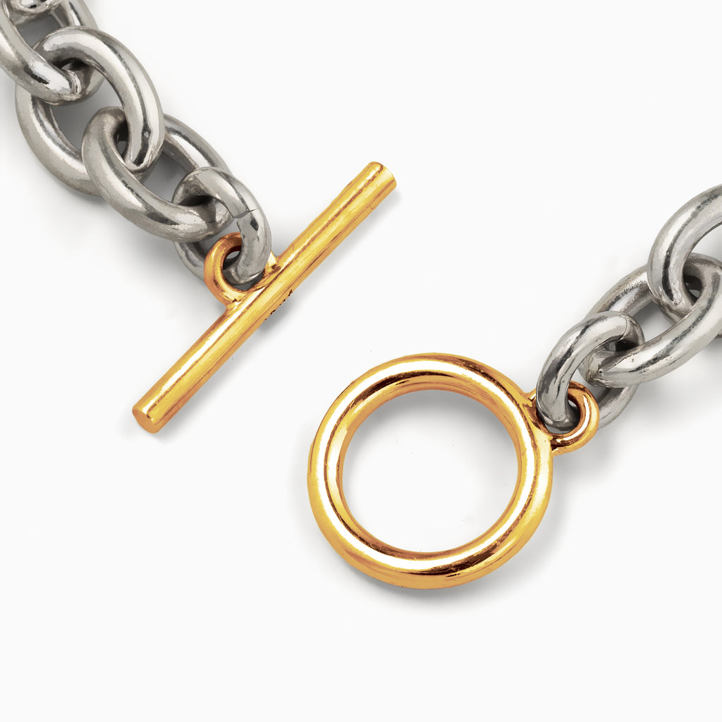 Oval Chain Bracelet Thick Two-tone