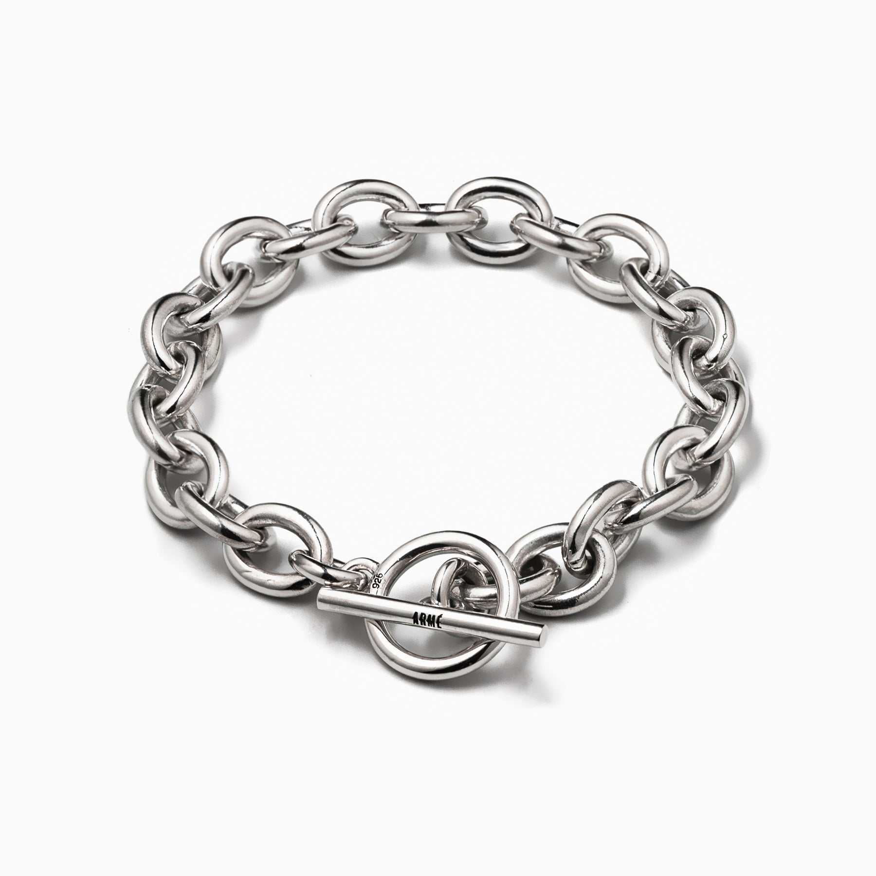 Oval Chain Bracelet Thick Silver